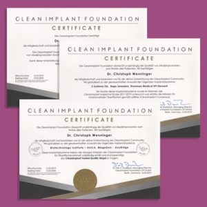 Zertifikat Dr. Wenninger - CleanImplant